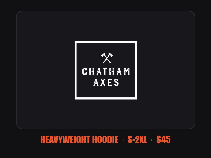 Chatham Axes heavyweight hoodie — crest print